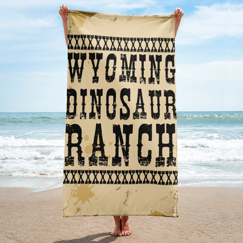 Wyoming Dinosaur Ranch - Dinosaurs And Cowboys - Beach Towel