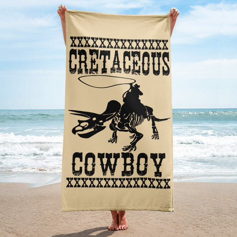 Jake Harris, Cretaceous Cowboy - Dinosaurs And Cowboys - Beach Towel